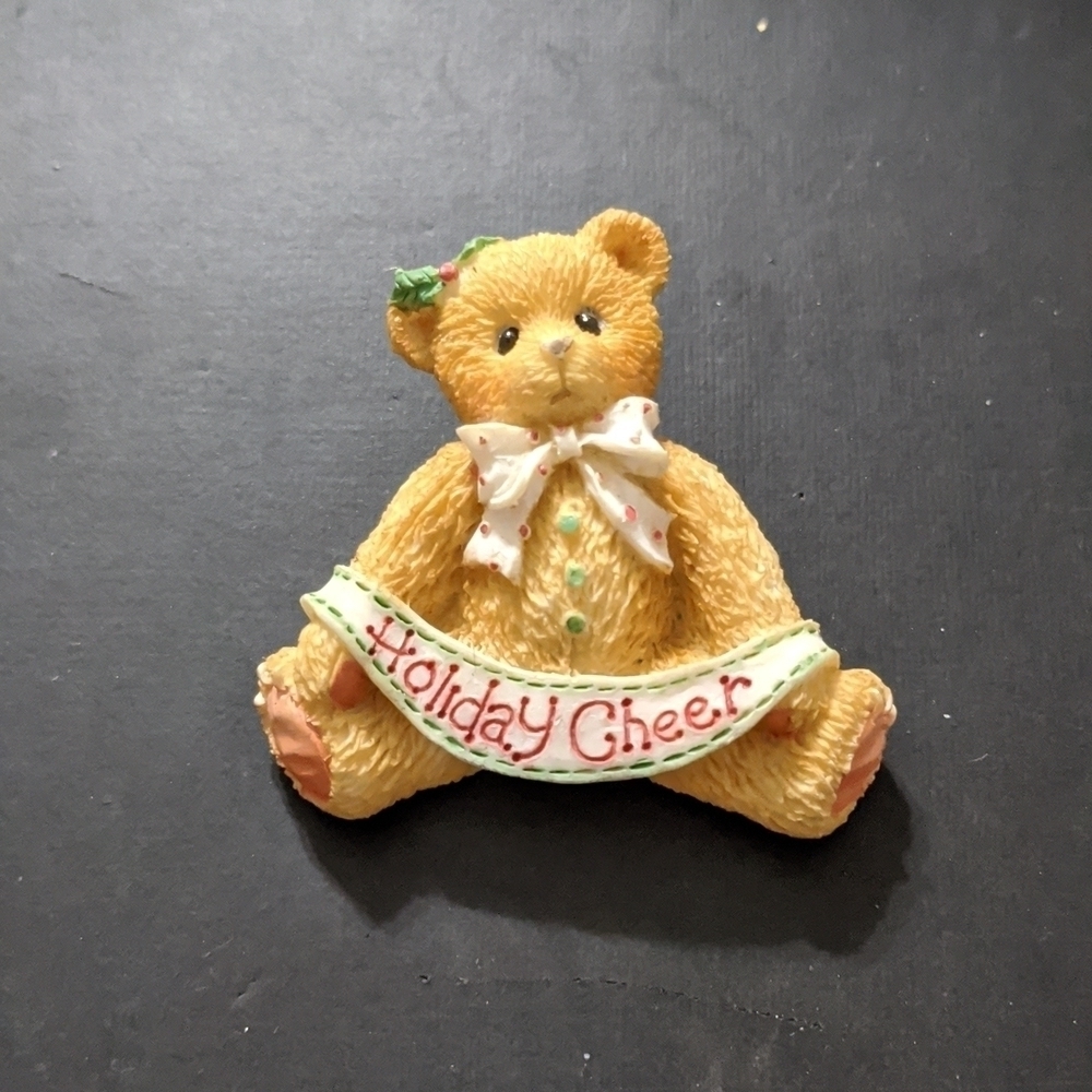 Vintage Enesco Cherished Teddies Holiday Cheer Teddy Bear Statement Brooch Pin